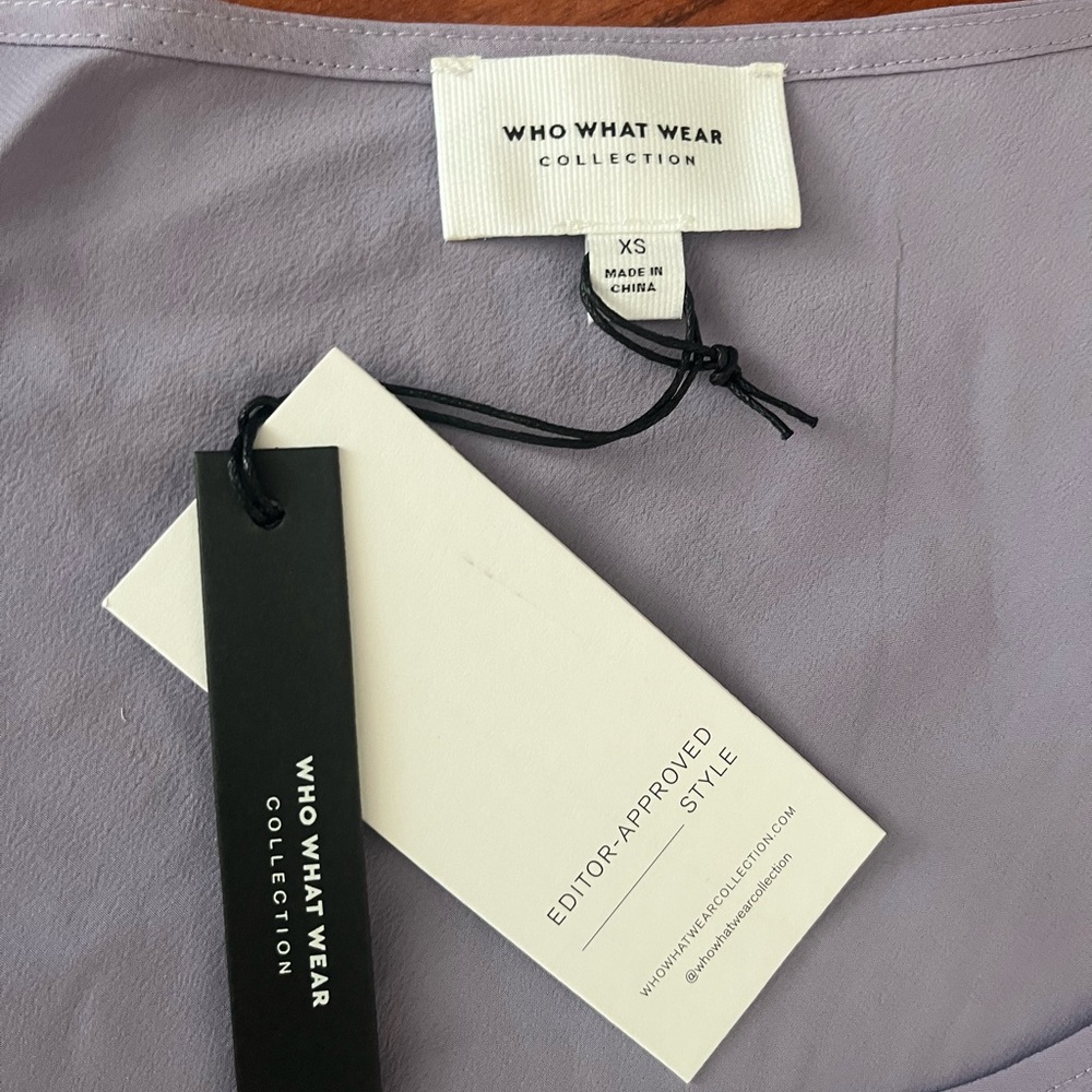 Who What Wear Florence Long-Sleeve Silk-Blend Midi Dress~Light Purple XS